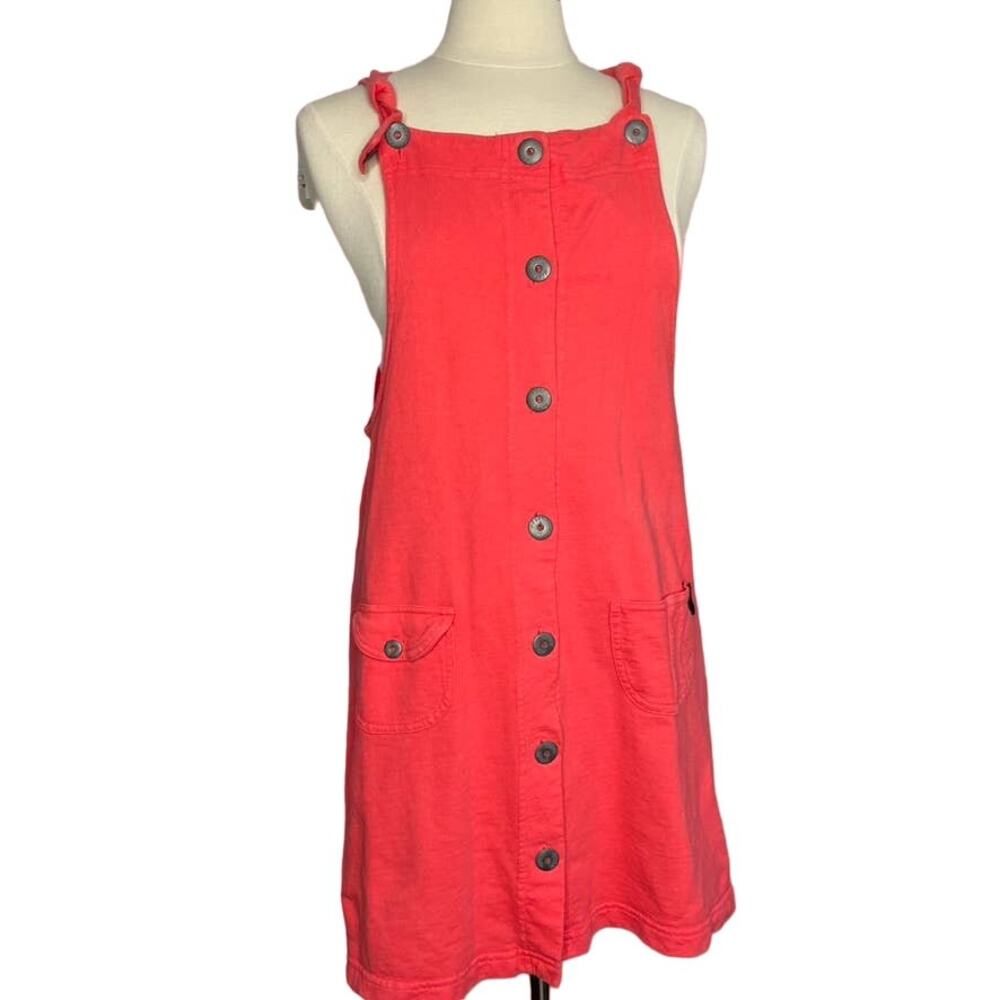 Nine Two Six Five Vintage‎ 90s Coral Pink Button Front Overall Jumper Dress M